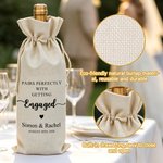 Personalised Wedding Theme Drawstring Wine Bag with Text Name and Year Wedding Engagement Party Gift for Bride Groom Couple
