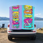 Personalised Multicolour Paisley Style Name Oversized Quick Dry Magnetic Beach Towel Summer Vacation Party Birthday Gift for Women Girls