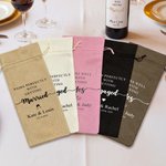 Personalised Wedding Theme Drawstring Wine Bag with Text Name and Year Wedding Engagement Party Gift for Bride Groom Couple