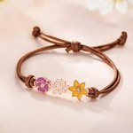Personalized Adjustable 1-8 Birth Flowers Bracelet Dainty Jewelry Birthday Anniversary Gift for Mom Grandma