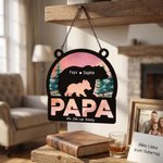 Personalisierter Acryl-Sonnenfänger mit Papa-Bär und Baby-Bär | mit Namen und Text | Fensterhänger | Geburtstag Vatertag Geschenk für Papa