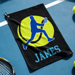 Personalized Tennis Player Silhouette Super Absorbent Sport Towel with Name Outdoor Activity Birthday Gift for Tennis Player Lover