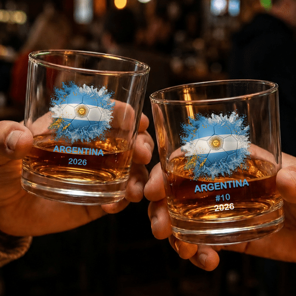 Personalized Ink Splatter Style National Flag Soccer 10 oz Whiskey Glass with Text Soccer Game Day Birthday Gift for Men Whiskey Lovers