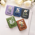 Personalised Birth Flower Magnetic PU Leather Bookmark Clip with Name Birthday Graduation Book Club Gift for Book Lover Bookworm