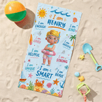 Personalized Cute Cartoon Diving Character Oversized Quick Dry Beach Towel with Name Beach Party Birthday Gift for Kids