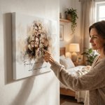 Personalised Watercolour Merge Loved One Pictures Portrait Canvas Prints with Text Home Decor Sentimental Gift for Family