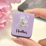 Personalised Birth Flower Magnetic PU Leather Bookmark Clip with Name Birthday Graduation Book Club Gift for Book Lover Bookworm