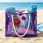 Personalised Colourful Holographic Birth Stone Flower Design Clear Tote Bag with Name Beach Party Birthday Gift for Women