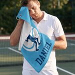 Personalized Tennis Player Silhouette Super Absorbent Sport Towel with Name Outdoor Activity Birthday Gift for Tennis Player Lover