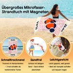 Personalisiertes großes Magnet-Strandtuch mit Meerestier und Namen | schnelltrocknend | Sommer Urlaub Outdoor Geburtstag Geschenk für Familie Freunde