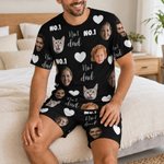Personalized Multicolour 1-4 Face Photos Women Men Pajamas Set with Title Home Wear Valentine's Day Anniversary Gift for Couple
