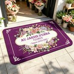 Paillasson antidérapant pesonnalisé avec texte - Style de fleurs rétro - Cadeau pensaison de crémaillère pour fleuriste amoureux des fleurs