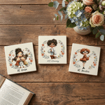 Personalised Flower Cartoon Character 11 oz / 15 oz Ceramic Mug with Title Back to School Birthday Anniversary Gift for Teachers