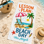 Personalized Beach Chair Palm Tree Quick Dry Oversized Beach Towel with Name Beach Party Birthday Gift for Teacher Woman