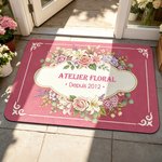Paillasson antidérapant pesonnalisé avec texte - Style de fleurs rétro - Cadeau pensaison de crémaillère pour fleuriste amoureux des fleurs