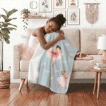 Personalised Ballerina Girl Bow Pattern Soft Throw Blanket with Name Room Decor Birthday Baby Shower Gift for Ballet Lovers Girls Daughters