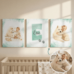 Personligt canvastryck i akvarellstil med foto tassavtryck och initialer som fin väggdekor och present till djurälskande mamma