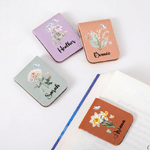 Personalised Birth Flower Magnetic PU Leather Bookmark Clip with Name Birthday Graduation Book Club Gift for Book Lover Bookworm