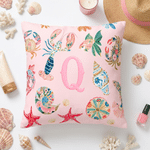 Personalised Starfish Sea Animal Pattern Soft Cushion Cover with Initial Home Decor Summer Pool Party Birthday Gift for Girl Woman Friend