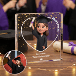 Personalised 3D Cartoon Graduate Character Square Acrylic Plaque with Name Year and School Desk Decor Birthday Graduation Gift for Graduates