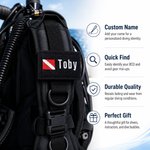 Personalized Embroidered BCD Identification Tag with Name | Dive Flag Scuba Gear ID Tag | Dive Club Accessory | Gift for Scuba Divers