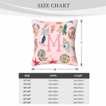 Personalised Starfish Sea Animal Pattern Soft Cushion Cover with Initial Home Decor Summer Pool Party Birthday Gift for Girl Woman Friend
