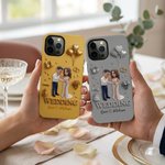 Personalised Wedding Theme 3D Cartoon Character Phone Case for iPhone and Samsung with Name Anniversary Engagement Gift for Couple