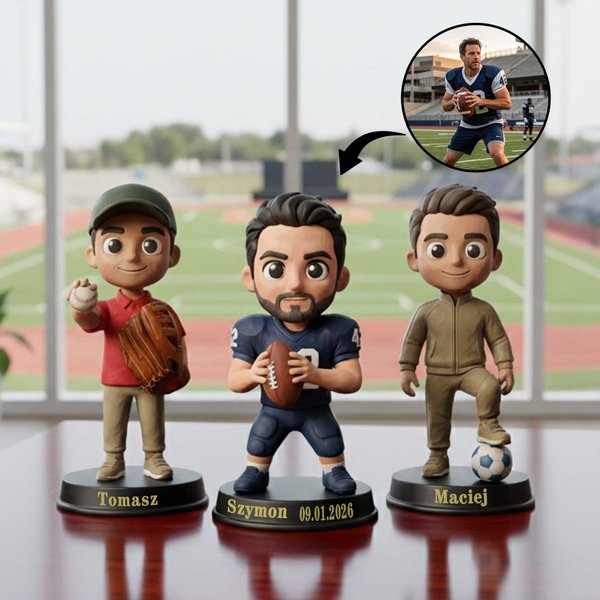 Personalizowane zdjęcie do figurki sportowca 3D z imieniem i nazwiskiem Dekoracja na biurko Urodzinowy prezent drużynowy dla miłośników sportu