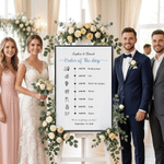 Personalised Wedding Timeline Schedule Canvas Poster Frameless Framed Painting with Name and Date Wedding Engagement Party Gift for Couples