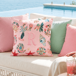 Personalised Starfish Sea Animal Pattern Soft Cushion Cover with Initial Home Decor Summer Pool Party Birthday Gift for Girl Woman Friend