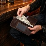 Personalized Skull PU Leather Bifold Wallet with Initials and Chain Birthday Father's Day Gift for Husband Father