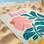 Personalizowany szybkoschnący duży ręcznik plażowy z kolorowym kwiatowym wzorem i imieniem niezbędnik podróżny prezent urodzinowy wakacyjny dla kobiet