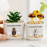 Personalized You're Always in My Heart Angel Wing Pet Photo Glass Plant Pot with Name Home Decor Memorial Sympathy Loss of Pet Gift for Pet Lover