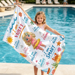 Personalized Cute Cartoon Diving Character Oversized Quick Dry Beach Towel with Name Beach Party Birthday Gift for Kids