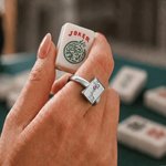 Personalized Joker Mahjong Birthstone Ring with Name Mahjong Night Anniversary Birthday Graduation Gift for Her