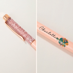 Personalised Flat Illustration Birth Flower Glitter Liquid Sand Ballpoint Pen with Name Graduation Birthday Wedding Gift for Women Students  Teachers