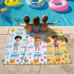 Personalized Cute Cartoon Diving Character Oversized Quick Dry Beach Towel with Name Beach Party Birthday Gift for Kids