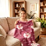 Personalised Ballerina Girl Bow Pattern Soft Throw Blanket with Name Room Decor Birthday Baby Shower Gift for Ballet Lovers Girls Daughters