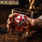 Personalized Ink Splatter Style National Flag Soccer 10 oz Whiskey Glass with Text Soccer Game Day Birthday Gift for Men Whiskey Lovers