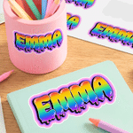 Personalized Multicolour Graffiti Name Waterproof Stickers Labels Back to School Birthday Gift for Boys Girls