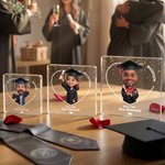 Personalised 3D Cartoon Graduate Character Square Acrylic Plaque with Name Year and School Desk Decor Birthday Graduation Gift for Graduates