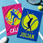 Personalized Tennis Player Silhouette Super Absorbent Sport Towel with Name Outdoor Activity Birthday Gift for Tennis Player Lover