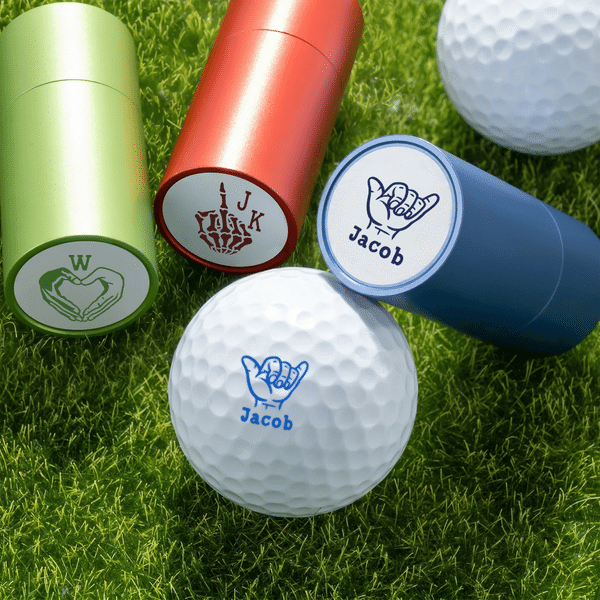 Personalized Humorous Golf Pattern Multicolor Golf Ball Stamp with Name and Initial Club Competition Souvenir Birthday Gift for Golf Lover Golfer