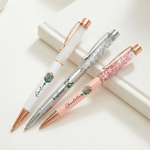 Personalised Flat Illustration Birth Flower Glitter Liquid Sand Ballpoint Pen with Name Graduation Birthday Wedding Gift for Women Students  Teachers