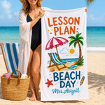 Personalized Beach Chair Palm Tree Quick Dry Oversized Beach Towel with Name Beach Party Birthday Gift for Teacher Woman