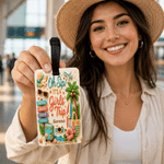 Personalisierter, farbenfroher Kofferanhänger von „Oh Sip It“ mit der Aufschrift „It’s a Girl’s Trip“ und Namen – das perfekte Geschenk für Sommerurlaub, Reisen, Geburtstage, Reisende, beste Freundinn