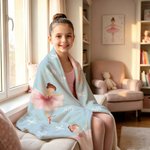 Personalised Ballerina Girl Bow Pattern Soft Throw Blanket with Name Room Decor Birthday Baby Shower Gift for Ballet Lovers Girls Daughters