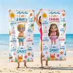Personalized Cute Cartoon Diving Character Oversized Quick Dry Beach Towel with Name Beach Party Birthday Gift for Kids