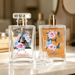 Personalised Watercolour Floral Initial Refillable Perfume Bottle with Name Daily Use Bridal Party Keepsake Birthday Gift for Woman Bride Bridesmaid