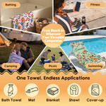 Individuell gestaltetes, farbenfrohes Strandtuch im Folk-Art-Stil mit Blumenmuster, übergroß und schnell trocknend – mit Namen – Geschenk für den Sommerurlaub, die Poolparty oder für eine Freundin